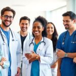 Healthcare staff working together in a clinic.