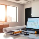 Construction accounting software on a laptop.