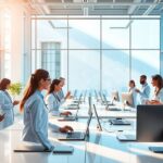 Healthcare professionals using advanced electronic medical record systems.