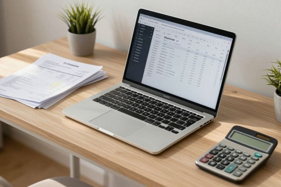 Small business finance tools on a desk.