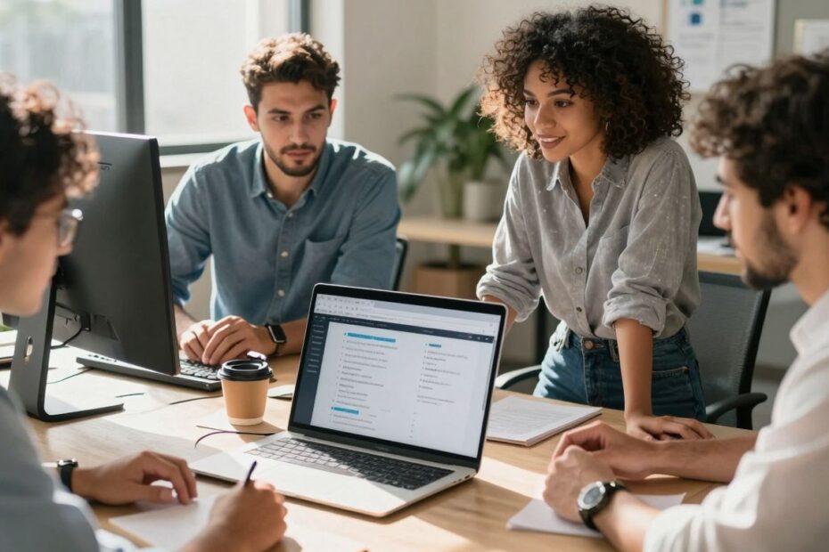 Small team working with marketing automation tools.