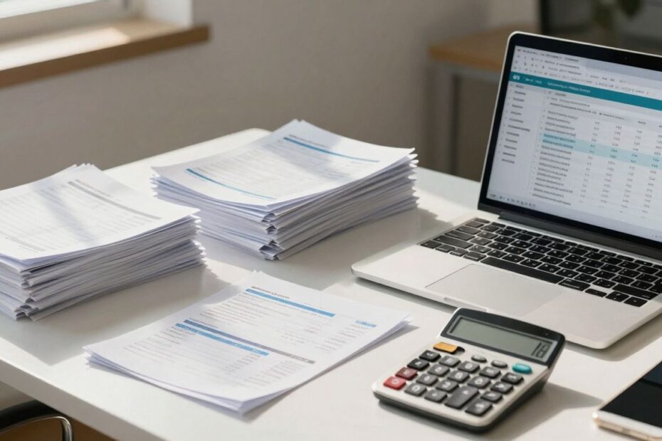 Accounting software on a laptop on a desk.