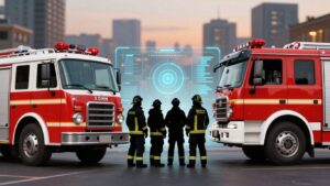 Firefighters transitioning from old to new data systems.