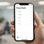Smartphone displaying a simple timesheet app for hourly teams.